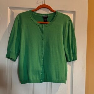 Lord & Taylor : Ladies Green Button-Up Short Sleeve Cardigan. Size XL
